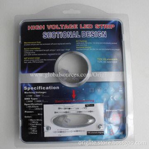 110V AC LED Flexible Strip Lamp, 14.4W/SMD5050/60LEDs/M,12-14LM/LED/IP66, Blister Packing/Color Box